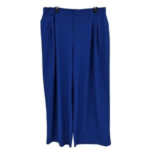Halara Pants Women 1X Blue Wide Leg Pull On Elastic Waist Dress Trousers Trendy